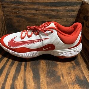 Nike Alpha Huarache Elite 4 Low Baseball Cleats White Red Men`s Sz 14 FD2745-109